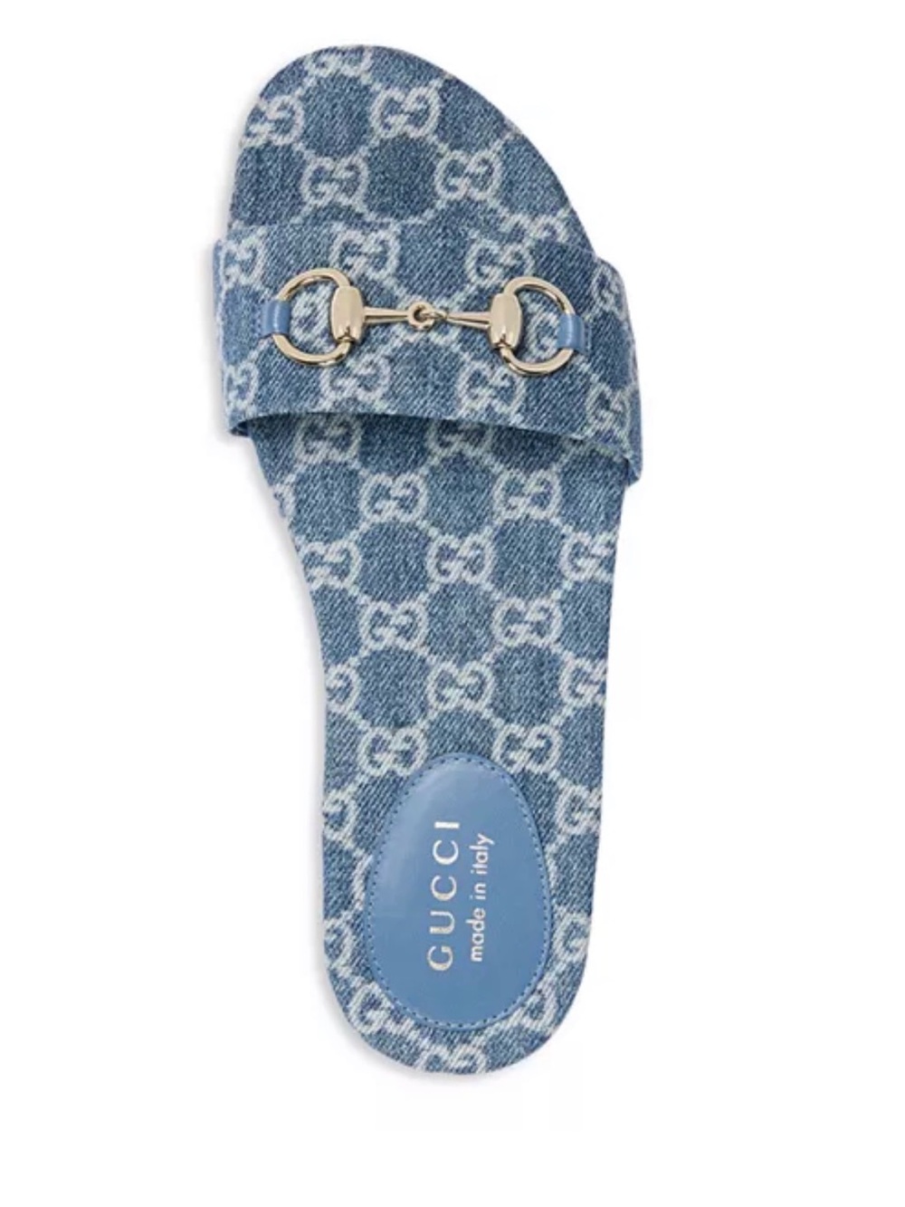 Gucci Blue GG Denim Horsebit Slide Sandals - Picture 2 of 7